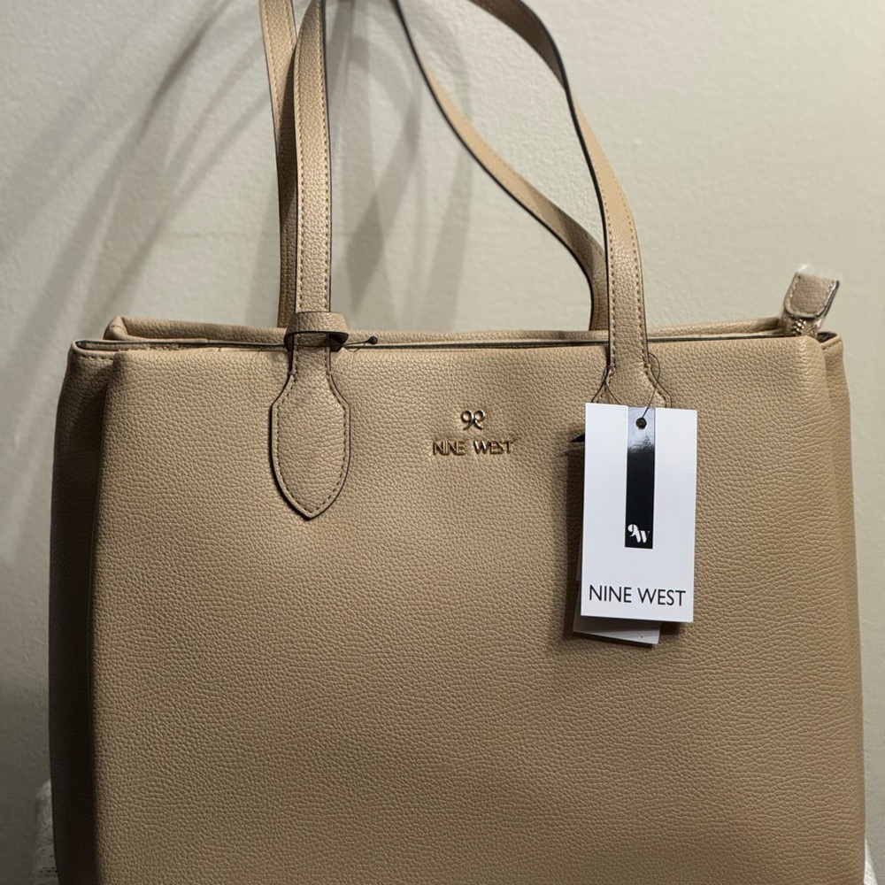 Classy Nine West Beige Tote Bag 3 Section